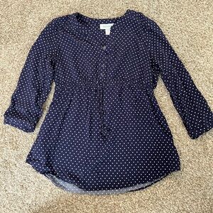 Navy Polka Dot Maternity Blouse